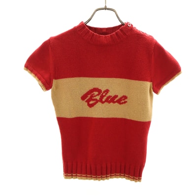 BURBERRY BLUE LABEL バーバリーブルーレーベル 半袖 セーター M レッド系 ニット 三陽商会