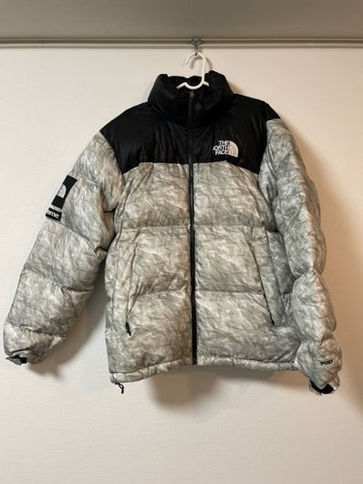 Supreme x The North Face Nuptse Jacket "White Paper Print"