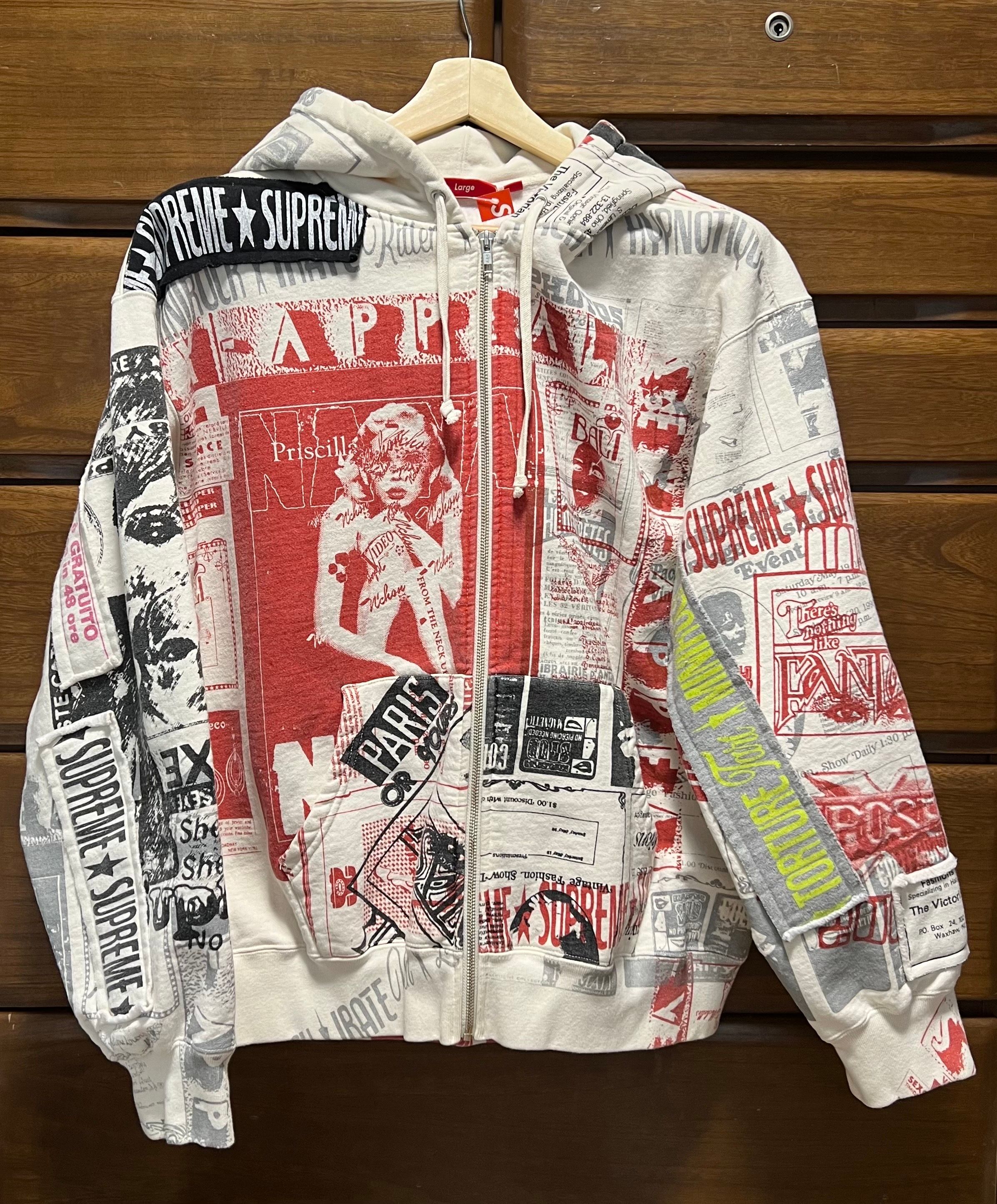 Supreme Collage Zip Up Hooded Sweatshirt "White"