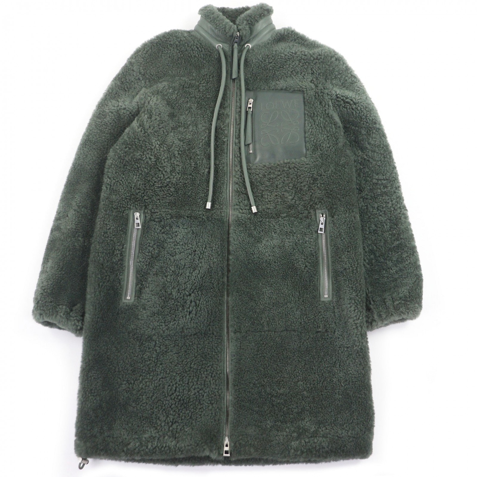 極美品 ロエベ ムートンコート カーキ メンズ 44