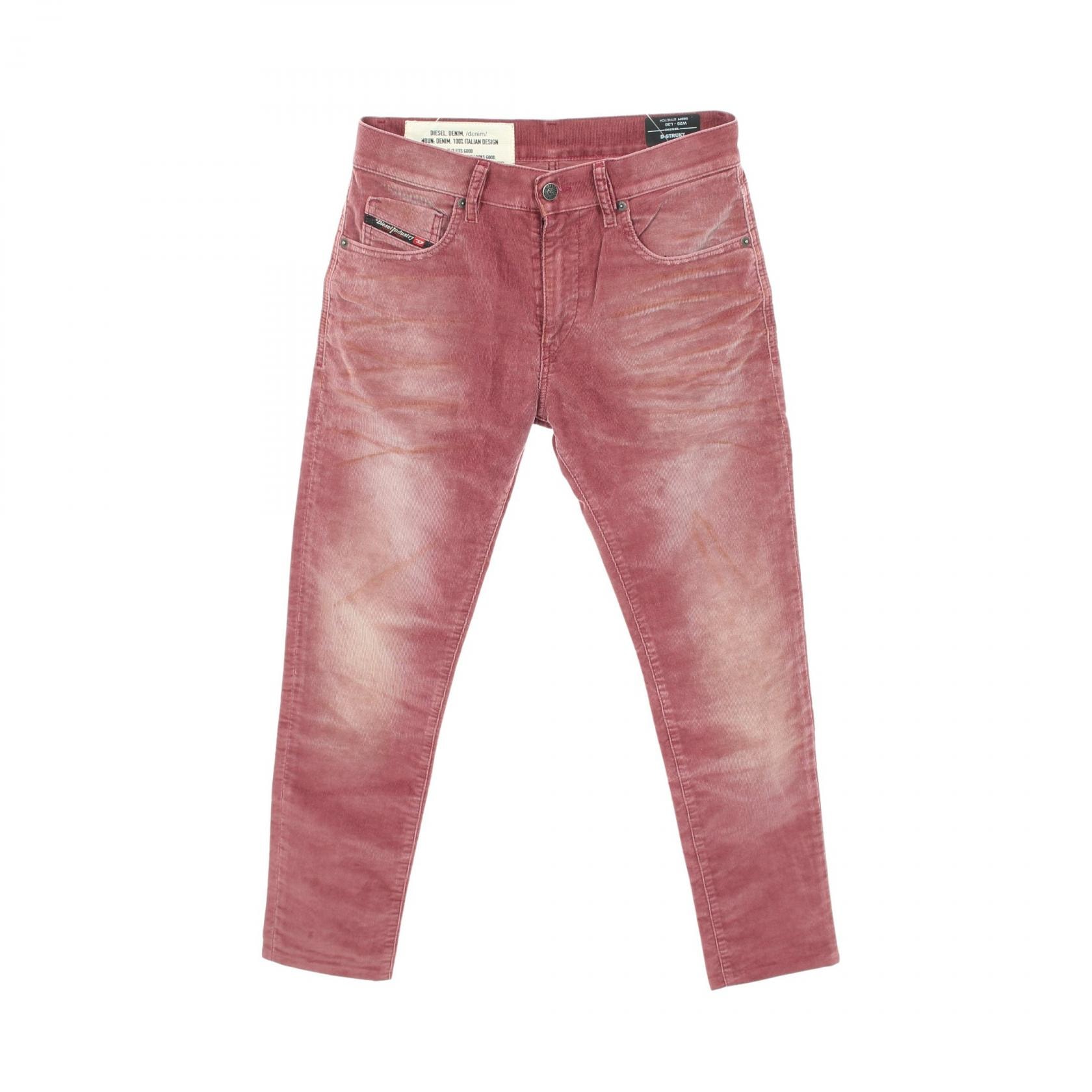 ディーゼル DIESEL コーデュロイ ユーズド加工 パンツ 衣料品 ボトムス コットン レディース ピンク系 【中古】
