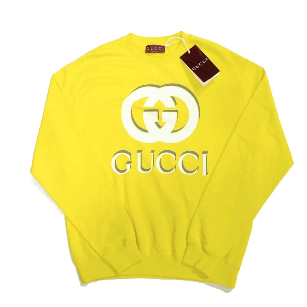 GUCCI グッチ インターロッキングG ロゴ クルーネック M 175/96A トレーナー 未使用 GG コットン イエロー スウェット 784413 XJGM7 7218