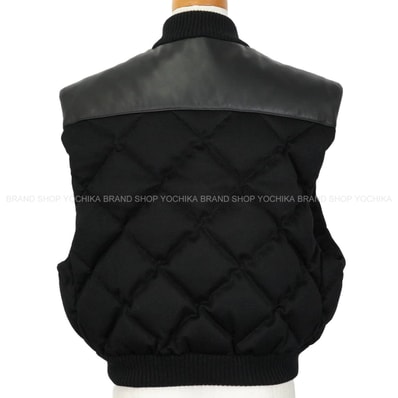 HERMES エルメス ダウンベスト レディース ショート丈 キルティング セリエ クルードセル パッチ付 黒 (ブラック) カシミヤ/ラムスキン #44 シルバー金具 1H0250DN 新品未使用