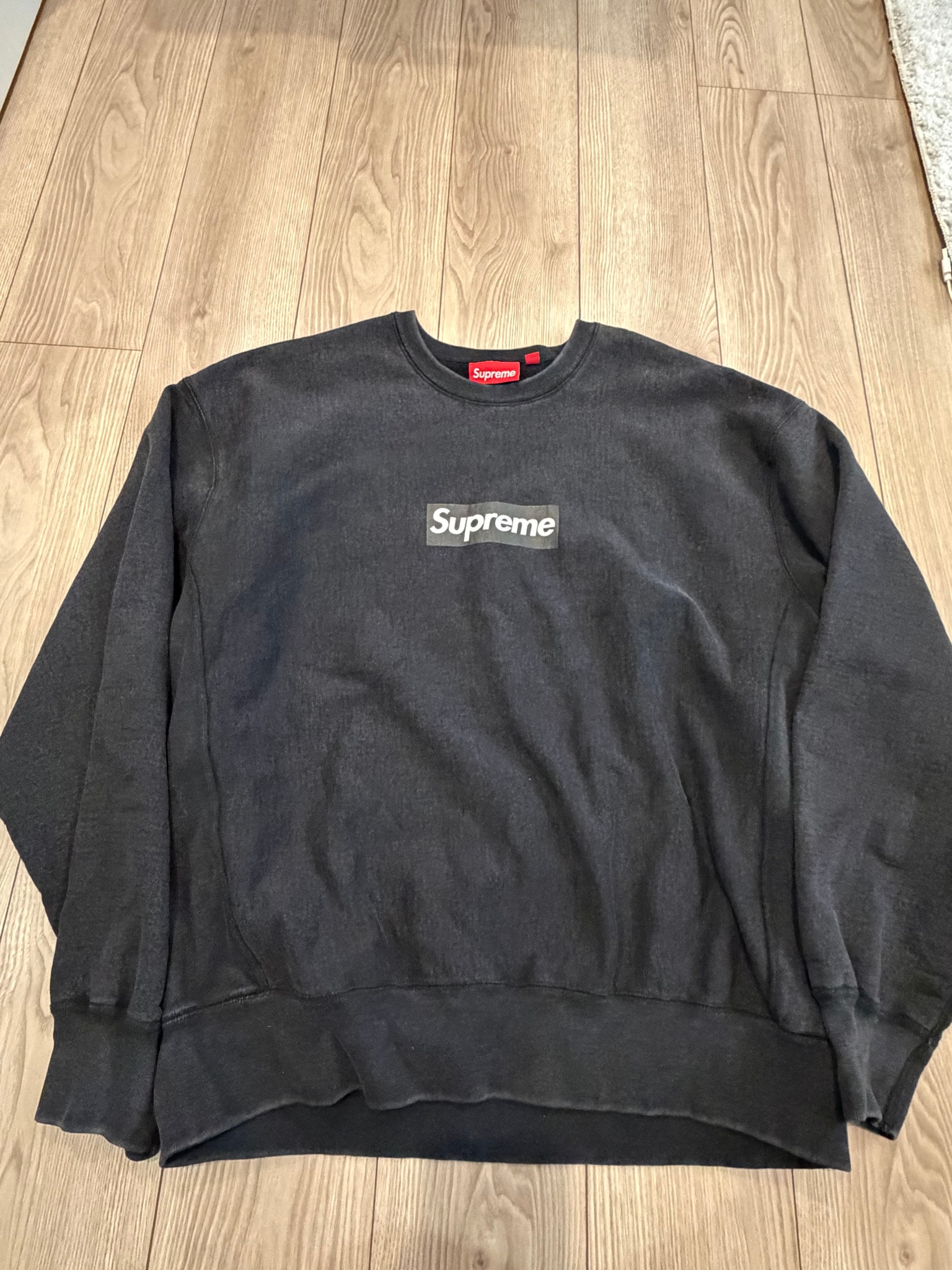 Supreme Washed Box Logo Crewneck "Black"
