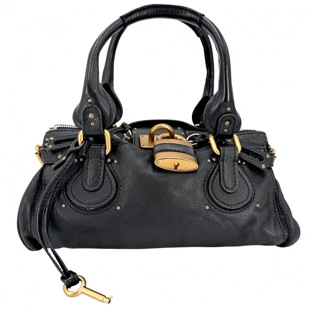 Chloe クロエ ハンドバッグ パディントン 肩掛け レザー    ブラック 黒 ゴールド×シルバー金具 レディース【中古品】