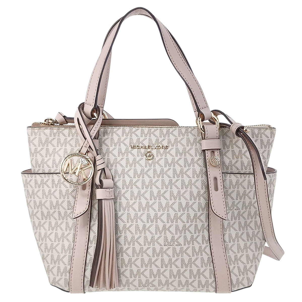 Michael Kors マイケルコース SULLIVAN スモール コンバーチブル グラブトート トートバッグ 30T0GNXT1B PVCコーティングキャンバス ベージュ レディース【中古】
