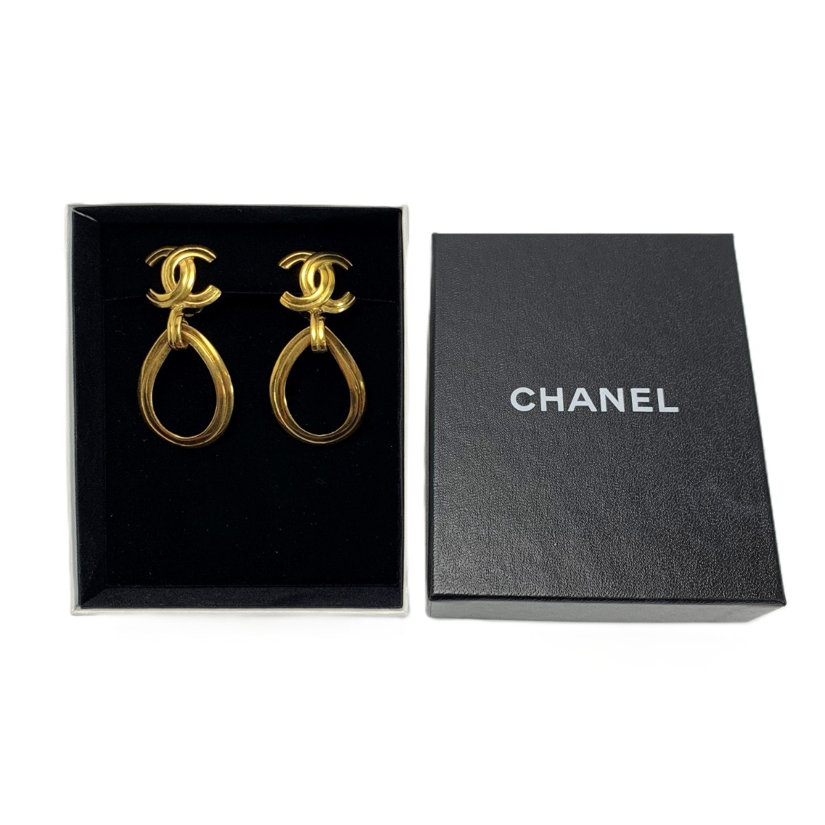 CHANEL シャネル イヤリング ティアドロップモチーフ ゴールド 箱付