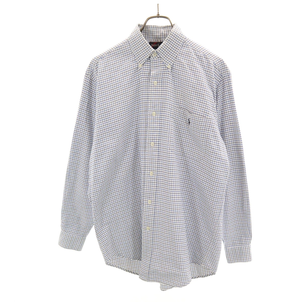 RALPH LAUREN ラルフローレン 90s BIG SHIRT オールド チェック柄 長袖 シャツ S ブルー