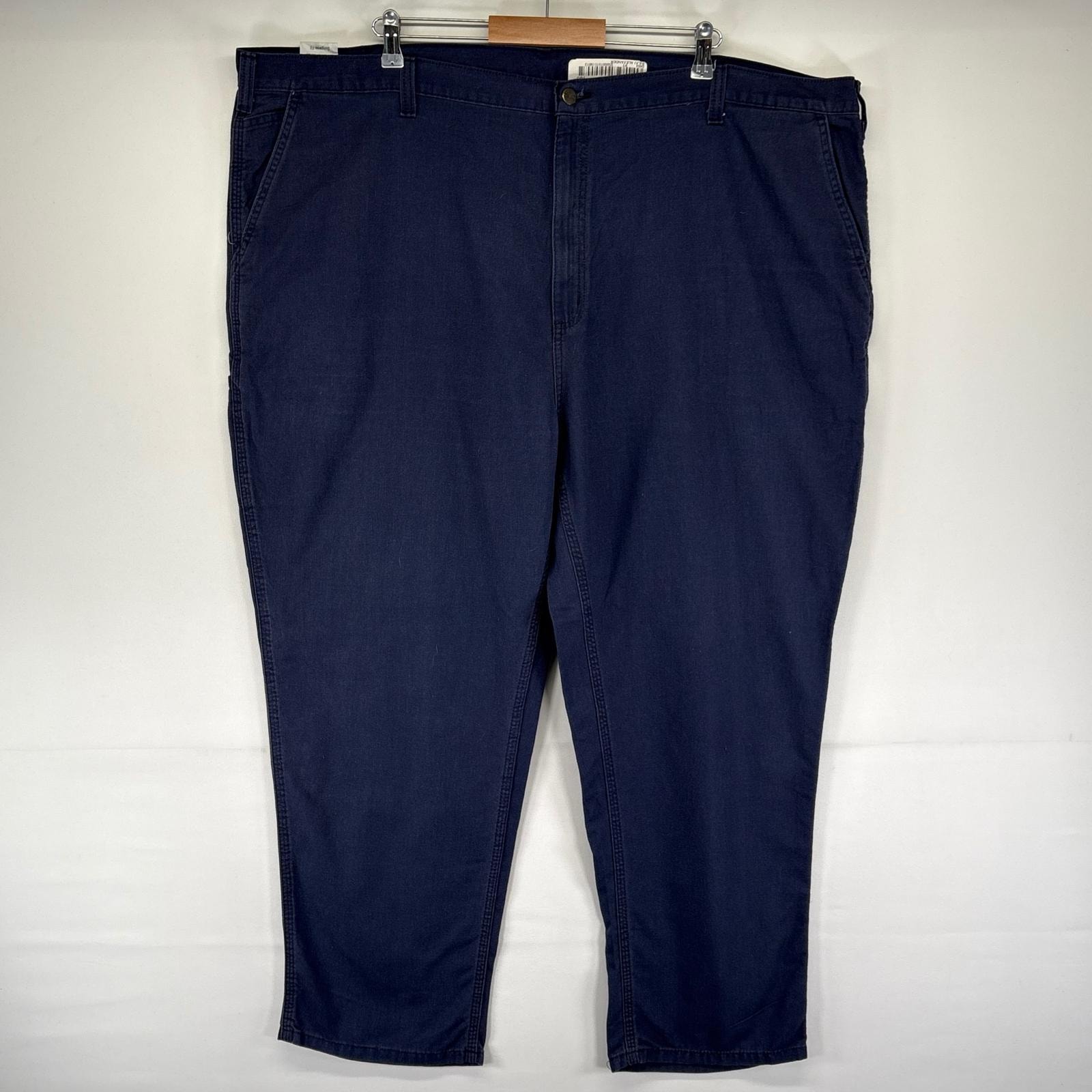 古着 カーハート Carhartt ダック パンツ 大きいサイズ ジッパーフライ ワンポイントロゴ W52 L30  ネイビー系 メンズ