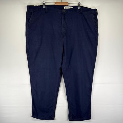 古着 カーハート Carhartt ダック パンツ 大きいサイズ ジッパーフライ ワンポイントロゴ W52 L30 ネイビー系 メンズ