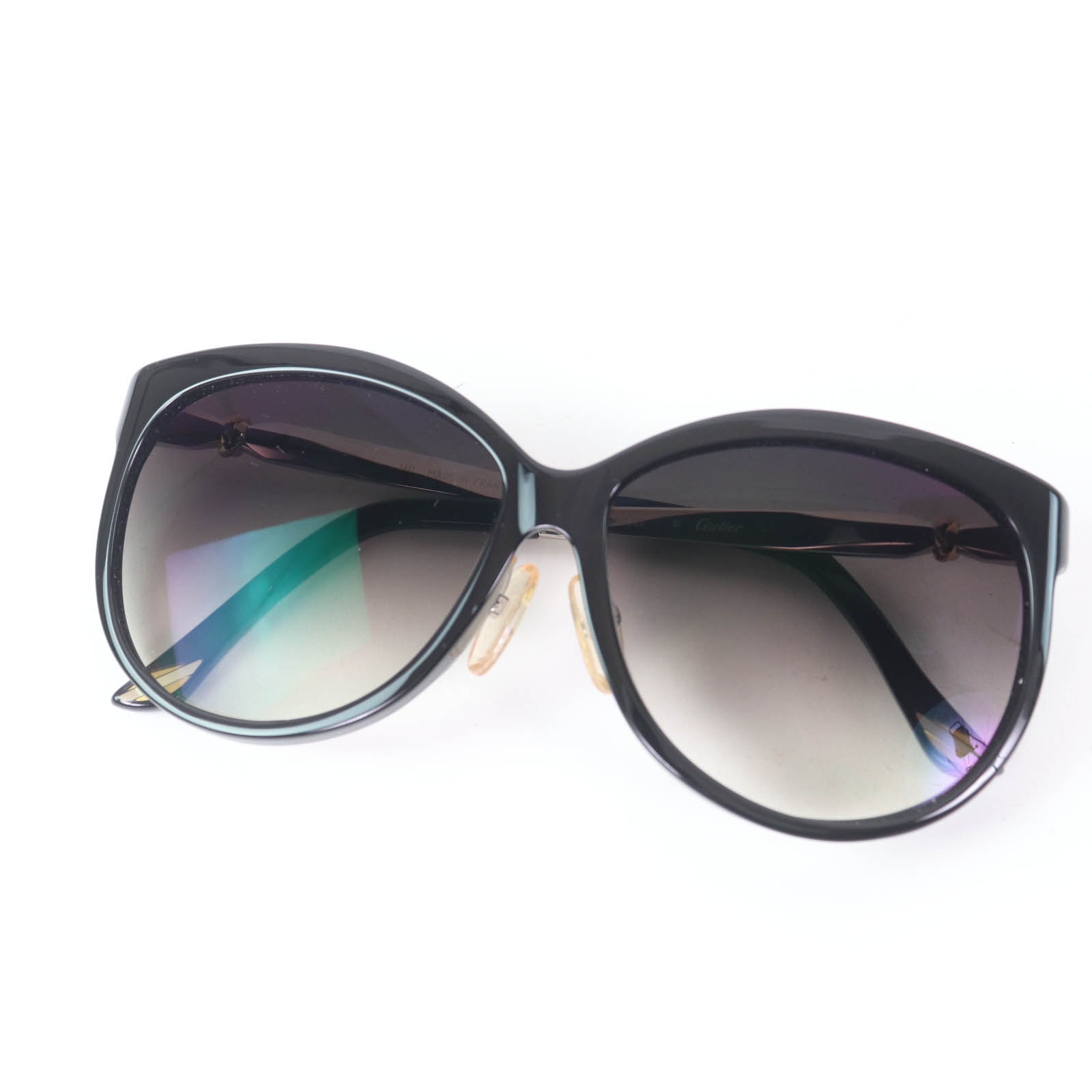 極美品 カルティエ
 サングラス トリニティ ブラック シルバー ゴールド レディース ー 6268522