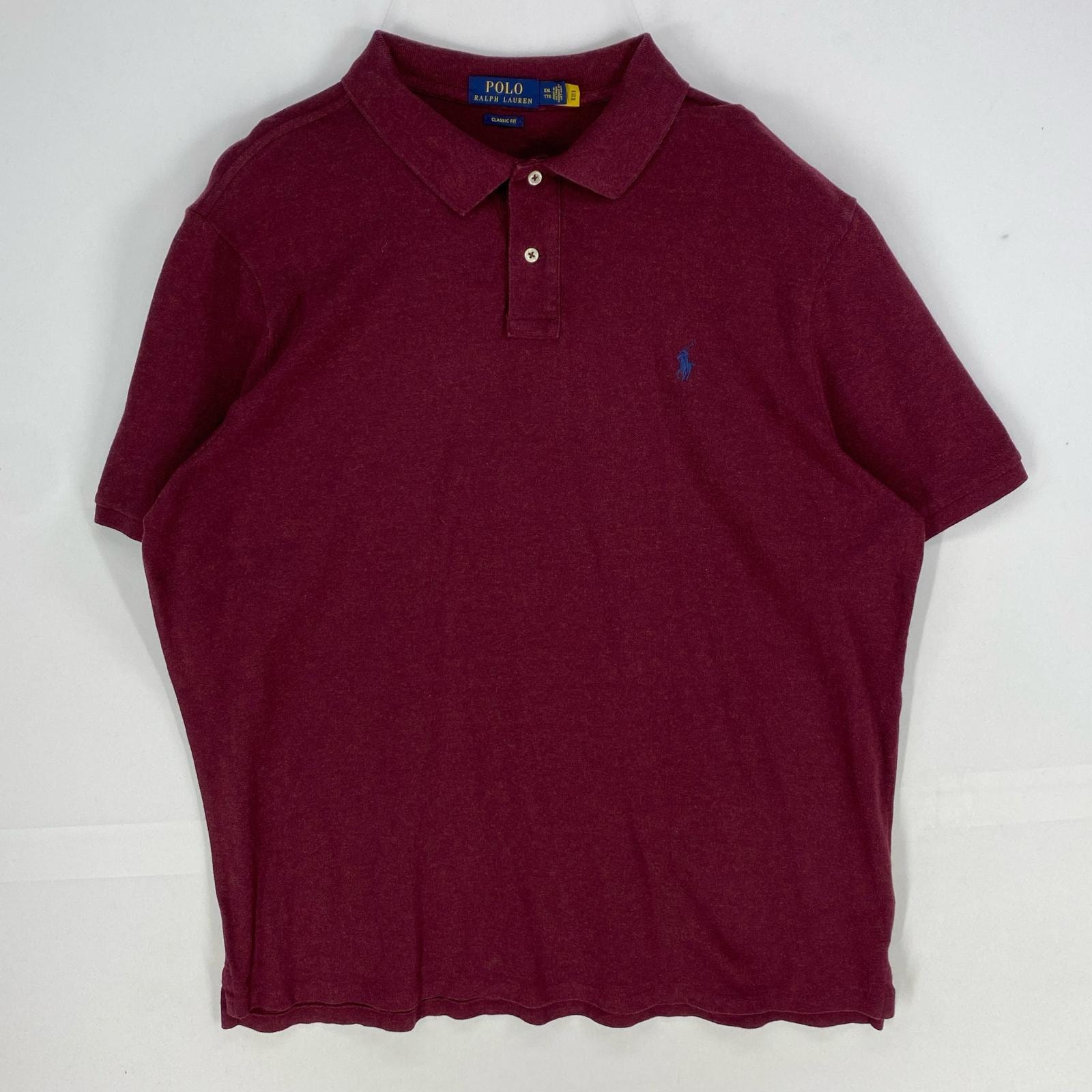 古着 ポロ・ラルフローレン POLO RALPH LAUREN 鹿の子 半袖シャツ ワンポイント ロゴ刺繍 ポロシャツ 2XL バーガンディー メンズ