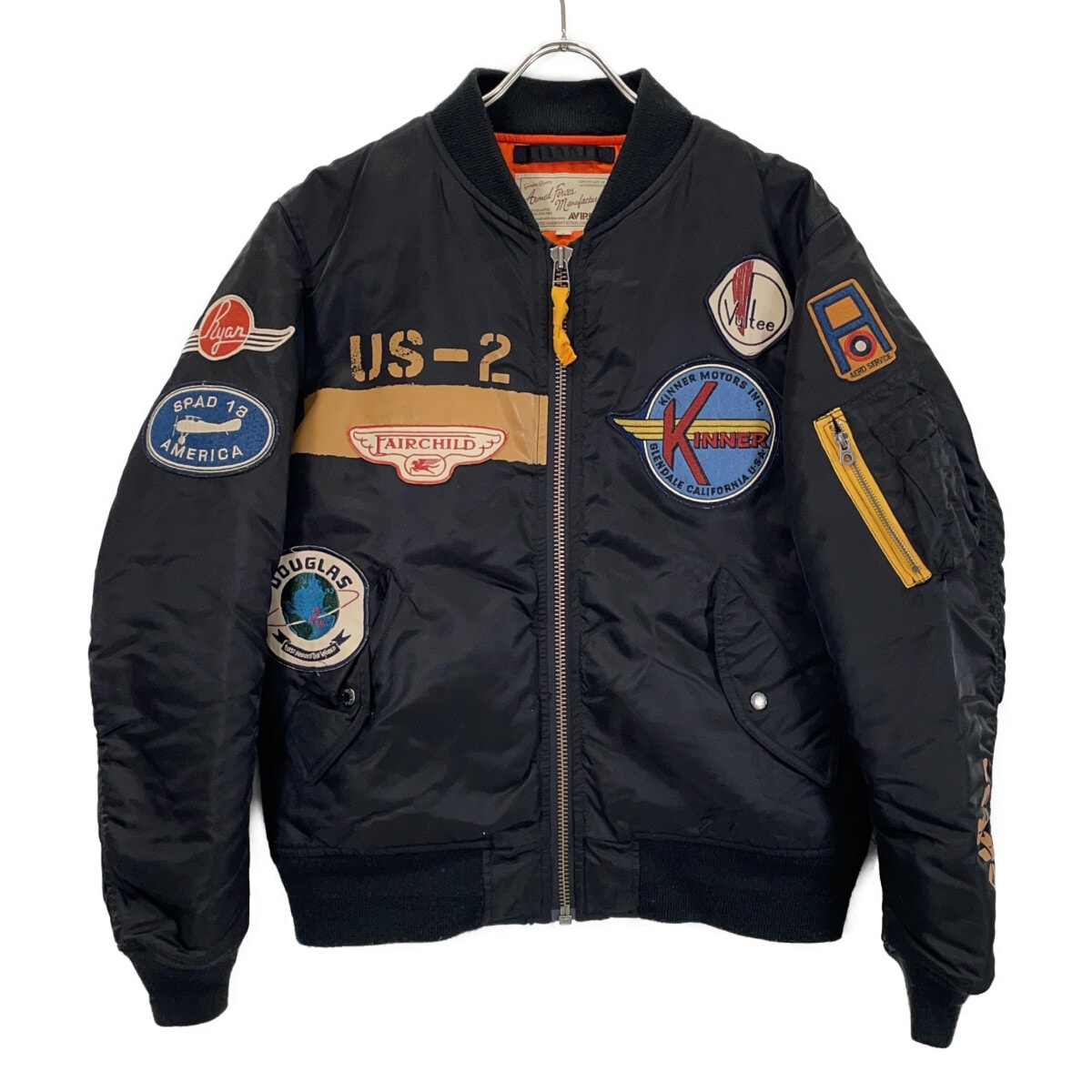 アヴィレックス 6132056 ブラック PATCHED MA-1 A.C.C. フライトジャケット L