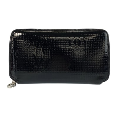 美品 CARTIER カルティエ ハッピーバースデー ブラック 黒 シルバー金具 パテントレザー 長財布 ロングウォレット 600058 【中古】