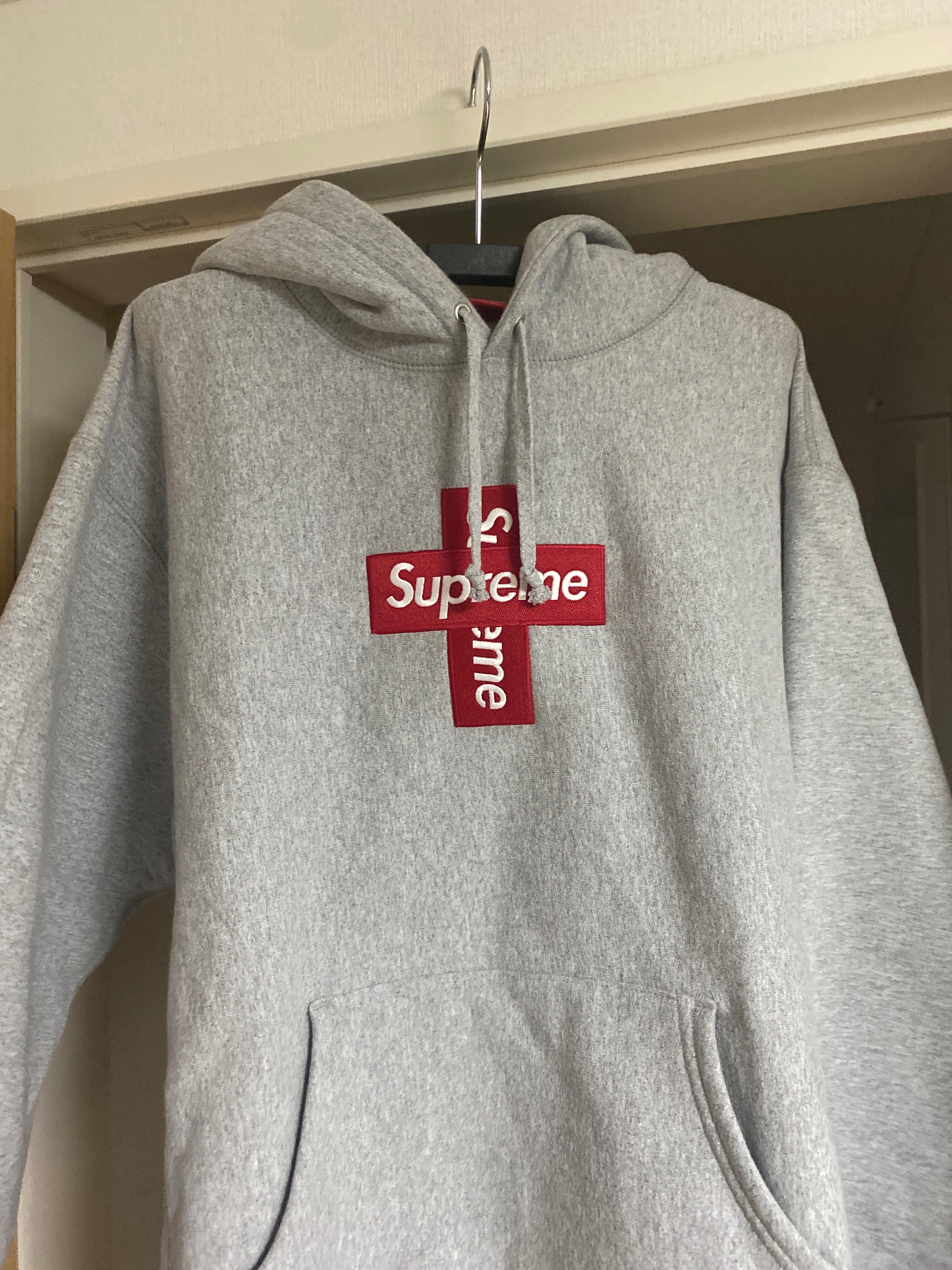 Supreme Cross Box Logo Hooded Sweatshirt "Grey"