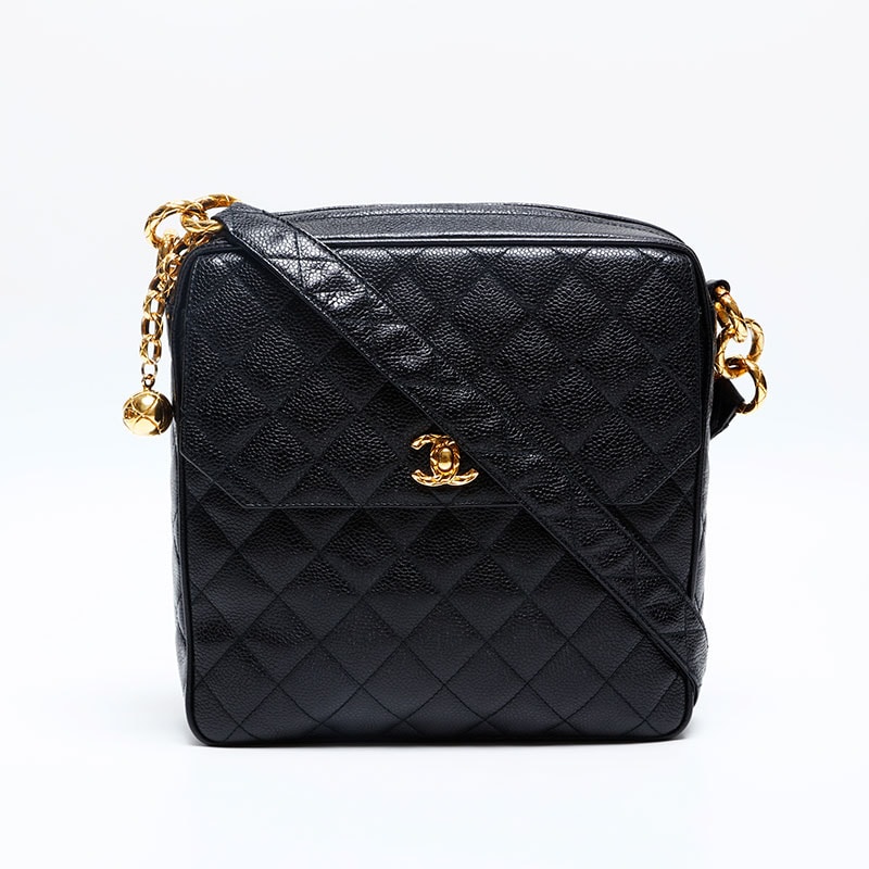 シャネル CHANEL 2番台 1993-1994 キャビアスキン ショルダーバッグ【中古】