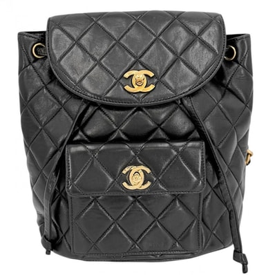 CHANEL シャネル リュック マトラッセ バックパック チェーンショルダー ターンロック ココマーク ラムスキン ブラック 黒 ゴールド金具 レディース【中古品】
