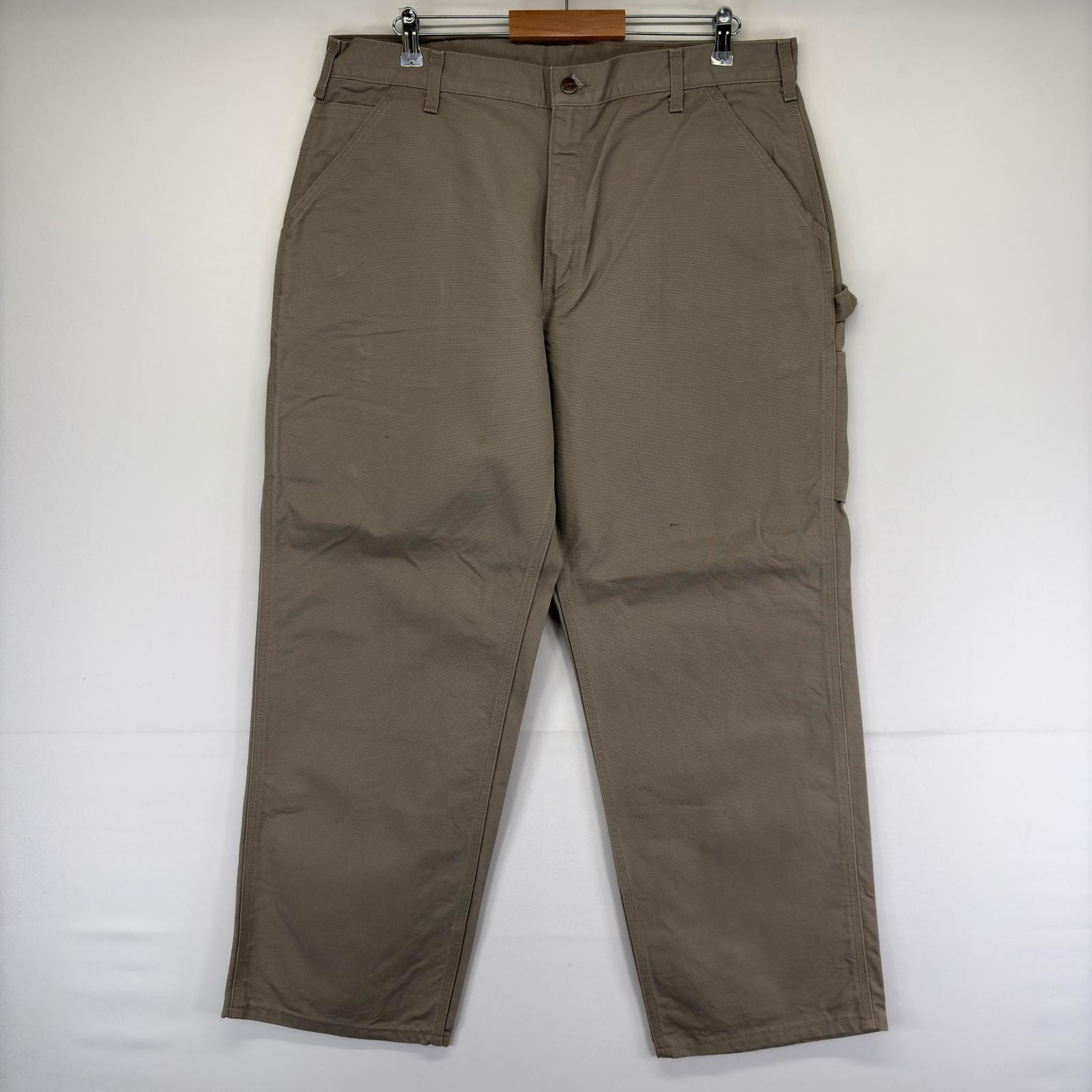 古着 カーハート Carhartt ダック パンツ ペインター ワンポイント ジップ ハンマーループ スパナポケット w38 L30  ベージュ メンズ