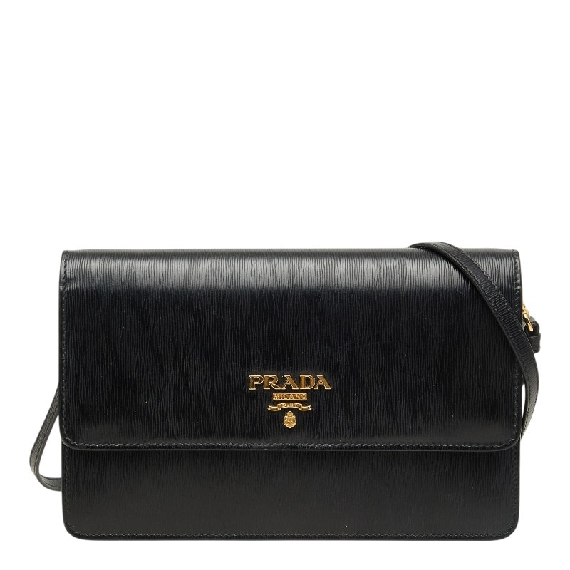 プラダ 斜め掛け ショルダーバッグ 1BP016 ネロ ブラック ヴィッテロムーブレザー レディース PRADA 【中古】