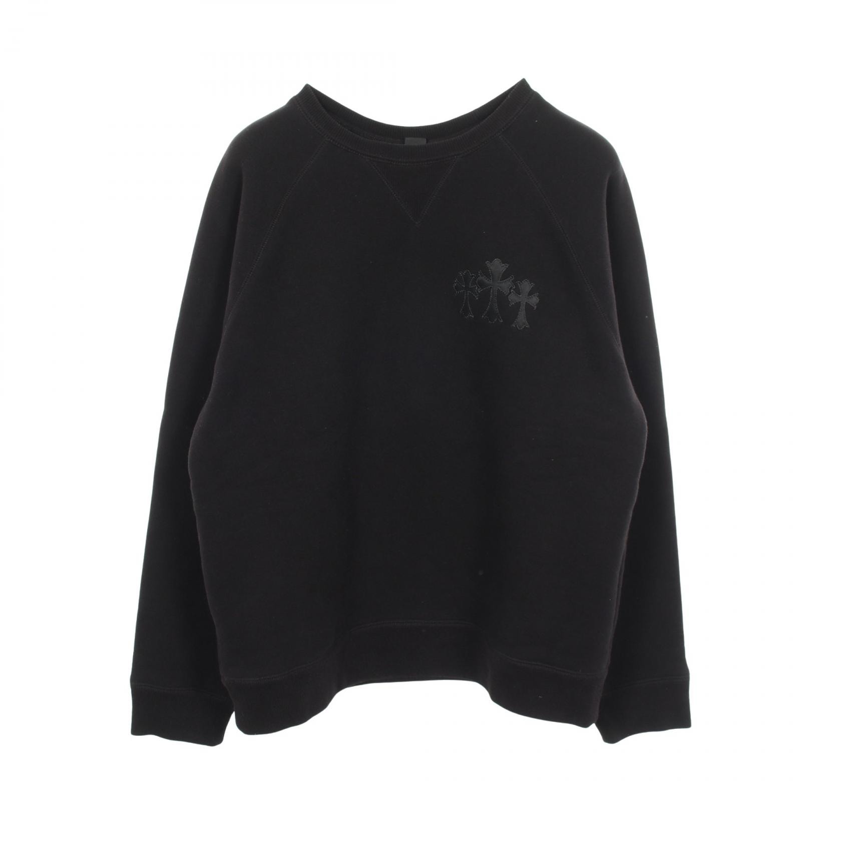 クロムハーツ CHROME HEARTS ロゴパッチ スウェット 衣料品 トップス コットン メンズ ブラック系 【中古】