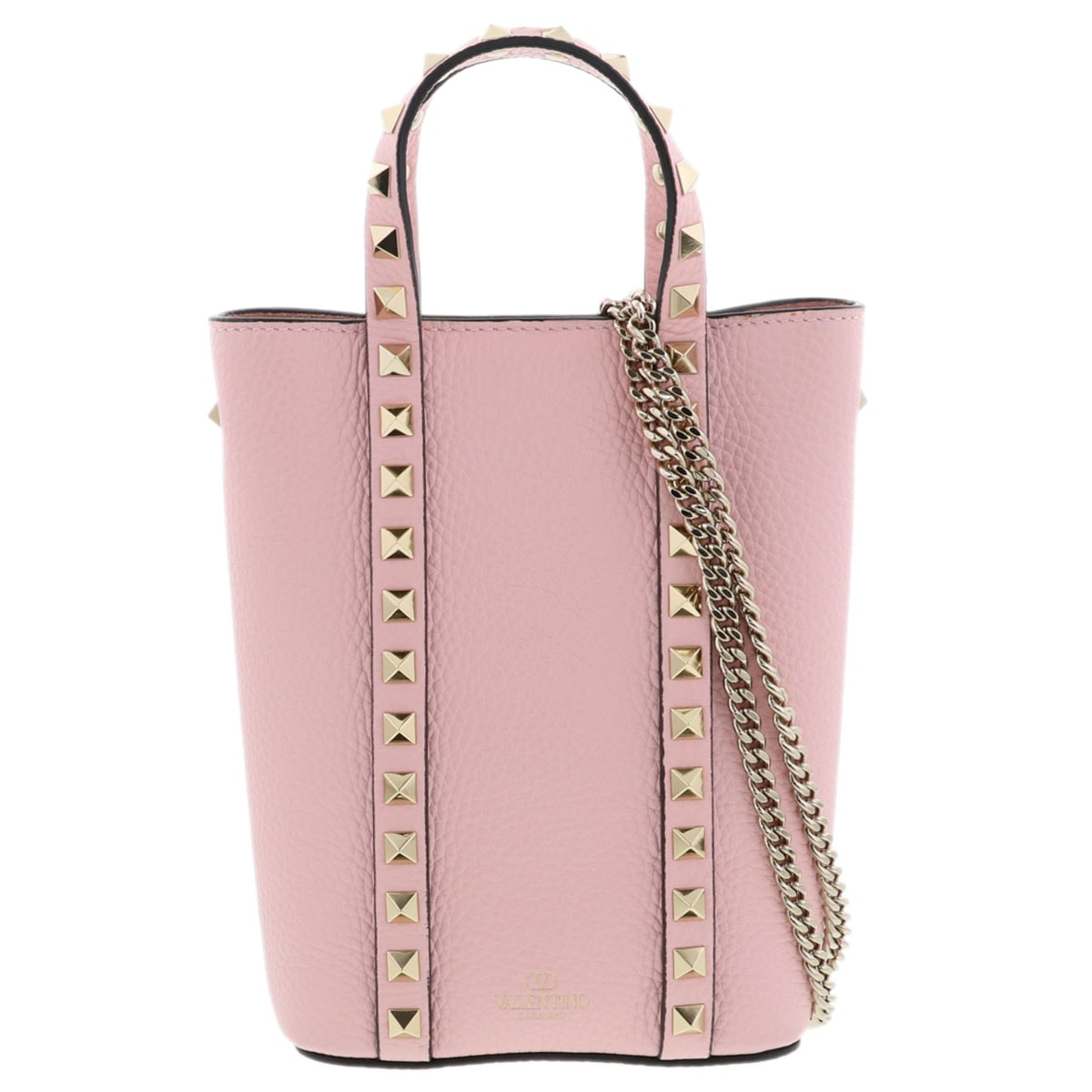 Valentino ヴァレンチノ ロックスタッズ ショルダーバッグ 5W2P0X90VSH レザー ピンク  レディース【中古】