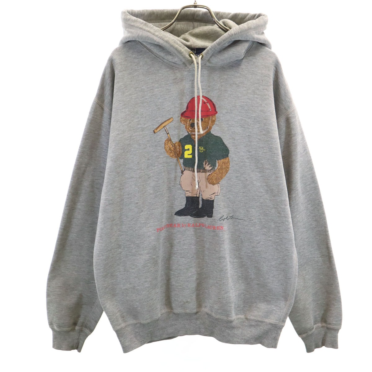 Polo by Ralph Lauren ポロバイラルフローレン 90s オールド ポロベア 長袖 スウェットパーカー グレー