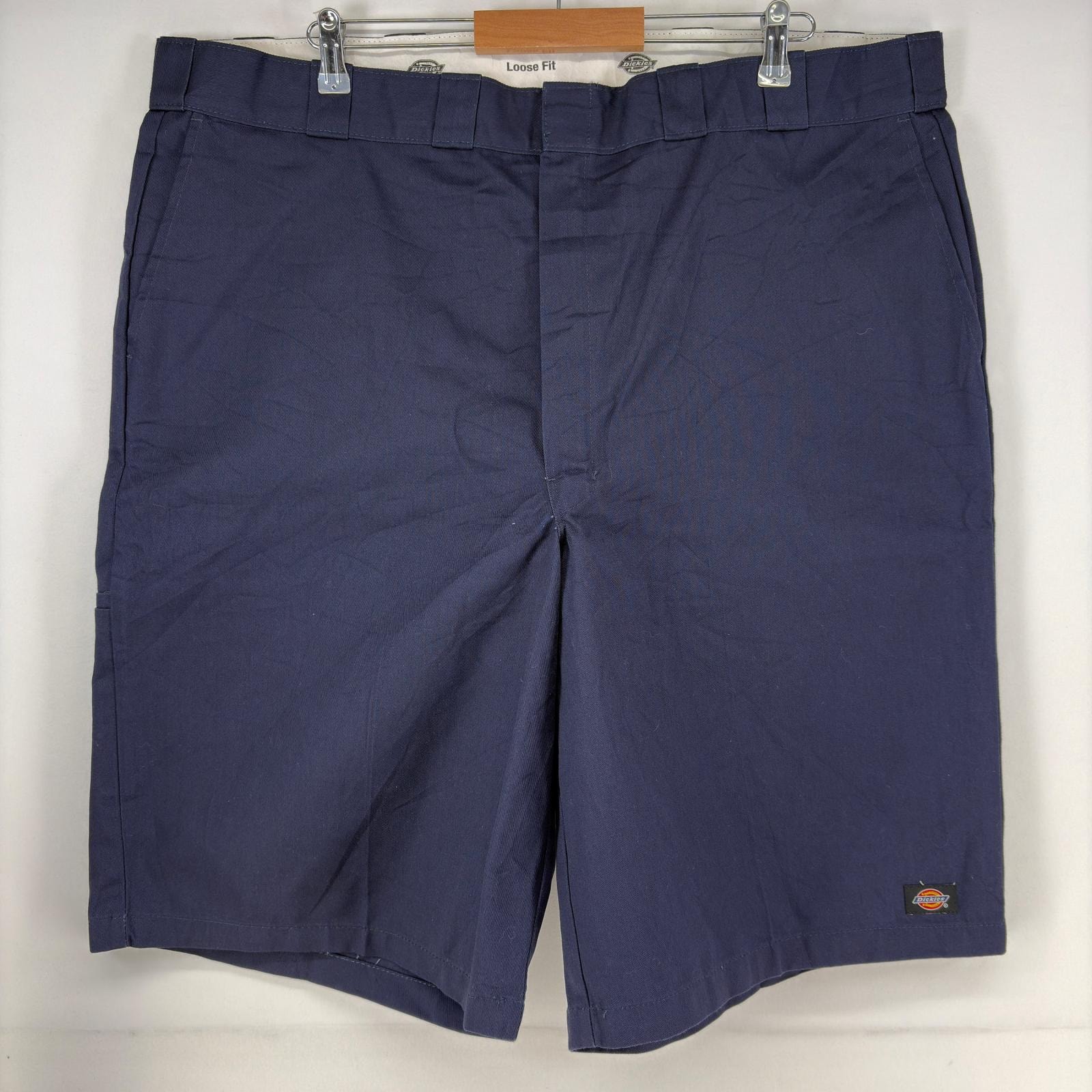 古着 ディッキーズ Dickies ショートパンツ ワーク 5ポケット ジップ ルーズフィット ハーフパンツ 大きいサイズ w46 ネイビー メンズ