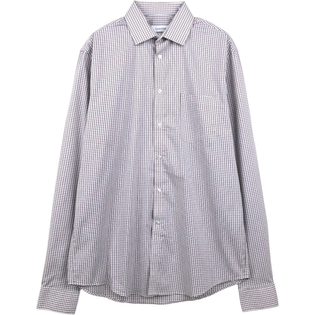 古着 00年代~ カルバンクライン Calvin klein ワイドカラー 長袖 コットンチェックシャツ メンズM相当/eaa662843