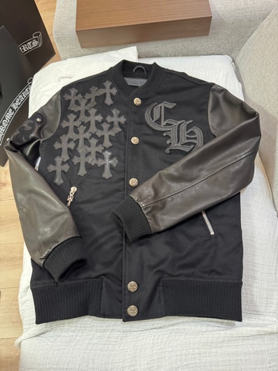 Chrome Hearts Letter Man CH Multi Leather Patch Leather Sleeve Blouson "Black"