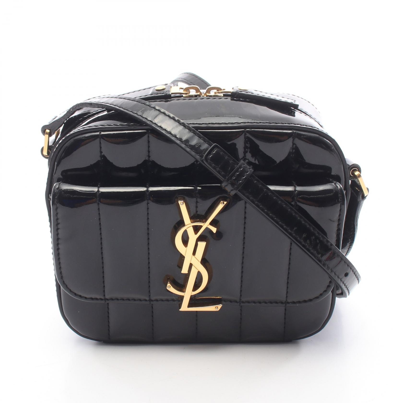 サンローランパリ SAINT LAURENT PARIS ヴィッキー カメラバッグ ショルダーバッグ バッグ パテントレザー レディース ブラック系 554075 【中古】