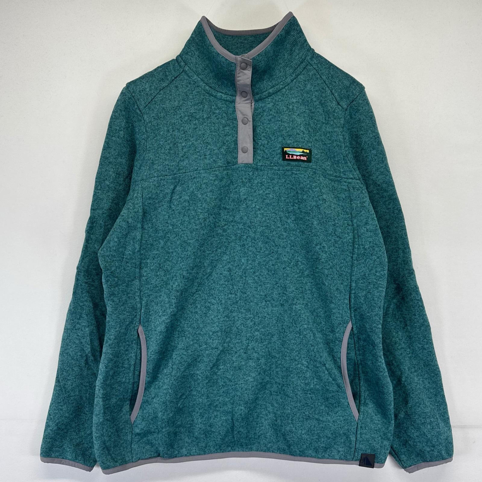 古着 エルエルビーン L.L.Bean フリース ニット ハーフボタン スナップ ワンポイントロゴ プルオーバー  M  ブルー系 レディース