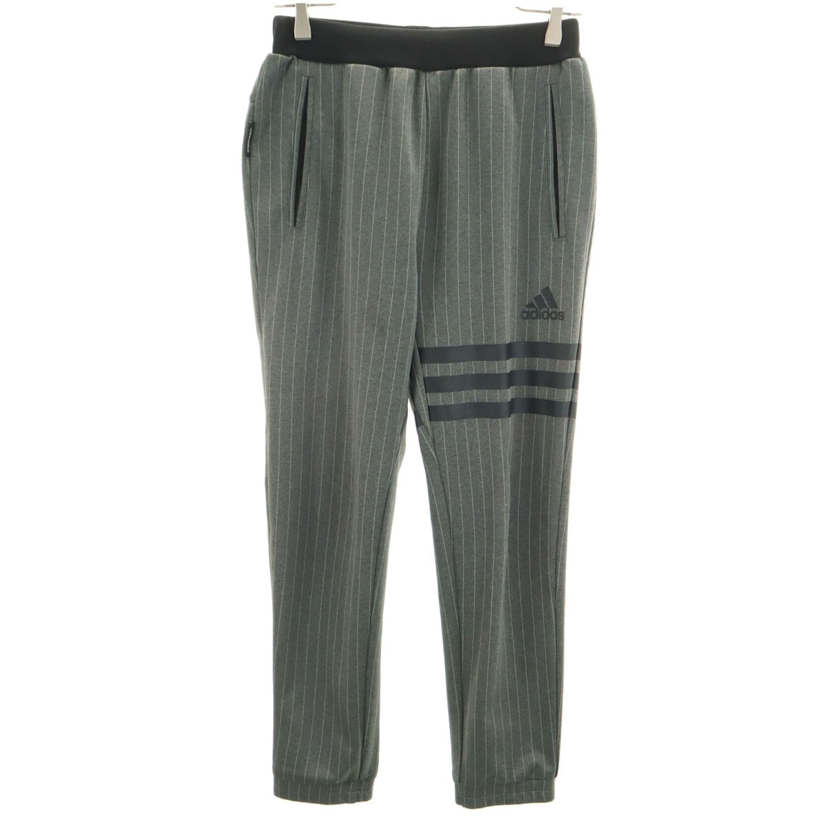 adidas アディダス ストライプ柄 ロングジャージパンツ S グレー