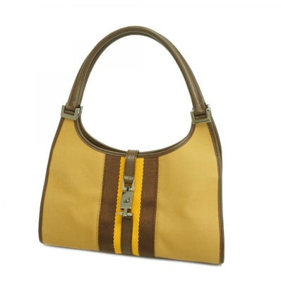 【6dd4209-k】グッチ ショルダーバッグ ジャッキー 002 1068 キャンバス ブラウン ブラウン シルバー金具【中古】レディース