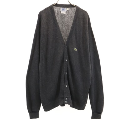 IZOD LACOSTE アイゾッドラコステ 70s ヴィンテージ 糸巻きタグ ヴィンテージ 長袖 Vネック ニットカーディガン XL チャコールグレー
