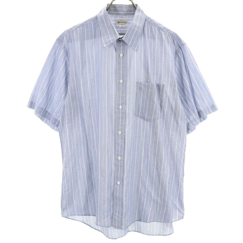 Burberrys バーバリーズ 90s 三陽商会 日本製 オールド ストライプ柄 半袖 シャツ 43 ブルー系