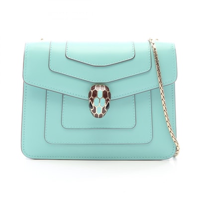 ブルガリ BVLGARI セルペンティ フォーエバー チェーンショルダー ショルダーバッグ バッグ レザー レディース ブルー系 34560 【中古】