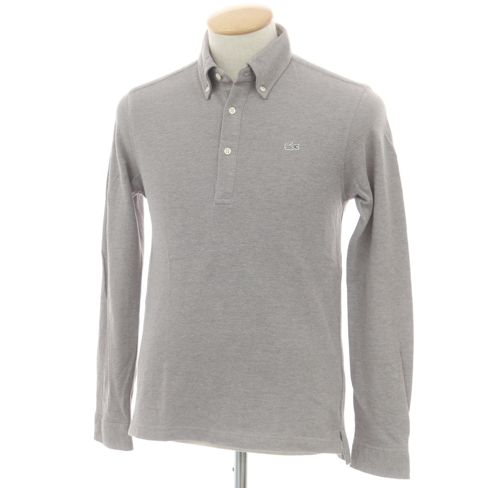 【中古】ラコステ LACOSTE コットン 鹿の子 長袖ポロシャツ グレー【サイズ3】【メンズ】