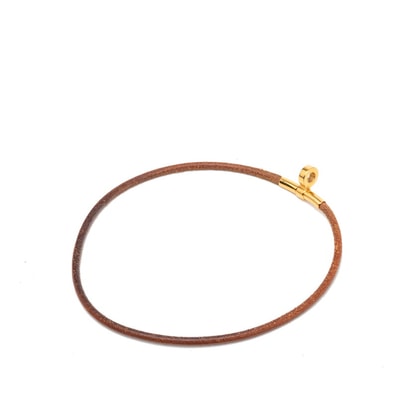 エルメス ドゥーブルケリー チョーカー ネックレス ブレスレット ゴールド ブラウン メッキ レザー レディース HERMES 【中古】