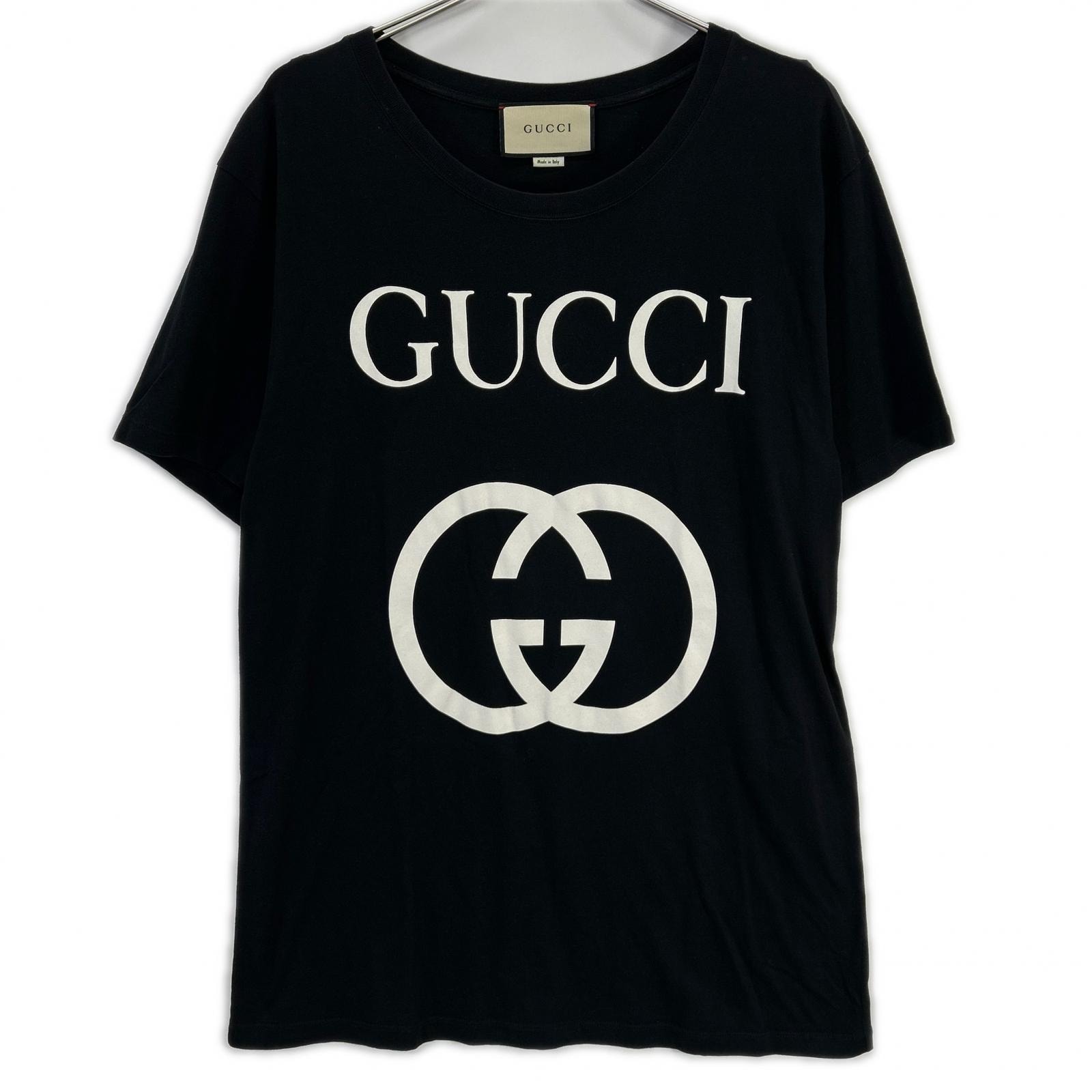 グッチ 493117 ブラック GG インターロッキング Tシャツ M