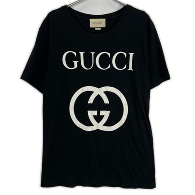 グッチ 493117 ブラック GG インターロッキング Tシャツ M