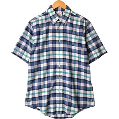古着 ブルックスブラザーズ Brooks Brothers REGENT 半袖 ボタンダウン チェックシャツ メンズM相当 ボタンダウン/eaa581857