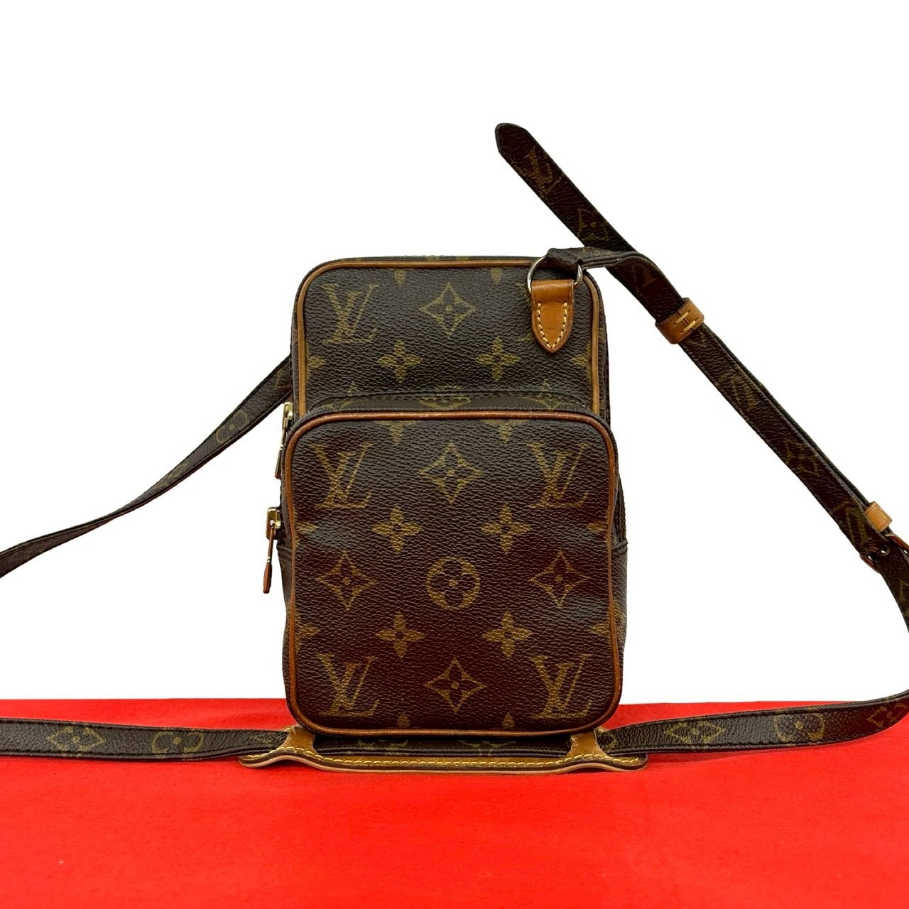 LOUIS VUITTON ルイヴィトン ミニ アマゾン モノグラム レザー PVC ショルダーバッグ ブラウン
 27588