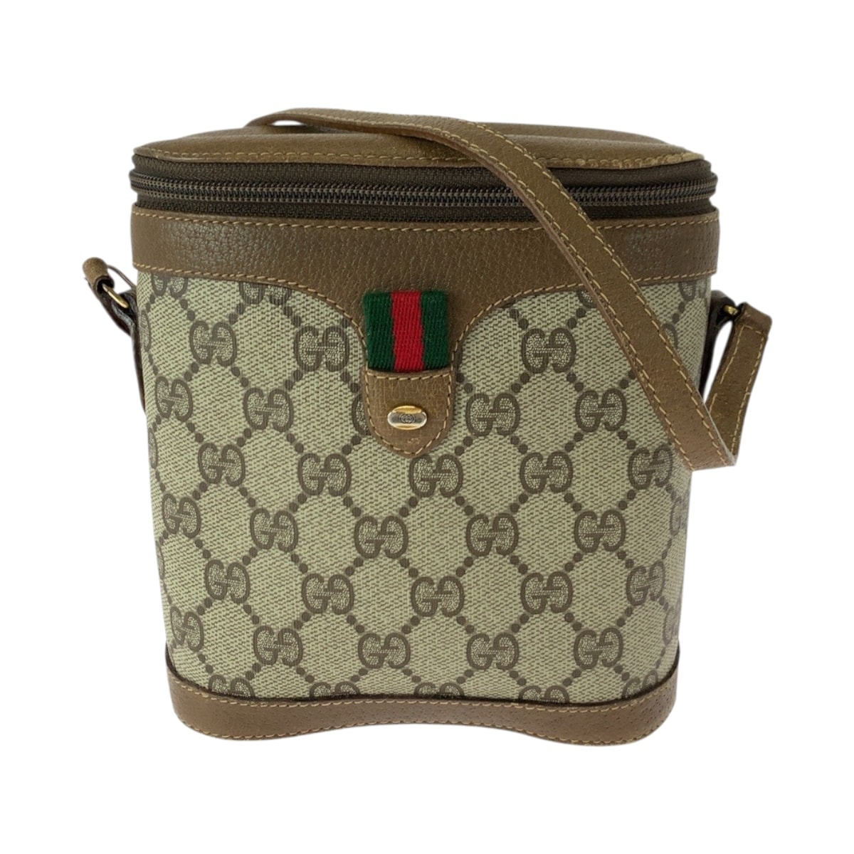 GUCCI グッチ ヴィンテージ オールドグッチ シェリーライン ベージュ ブラウン ゴールド金具 GGスプリームキャンバス ショルダーバッグ ポシェット 505432 【中古】