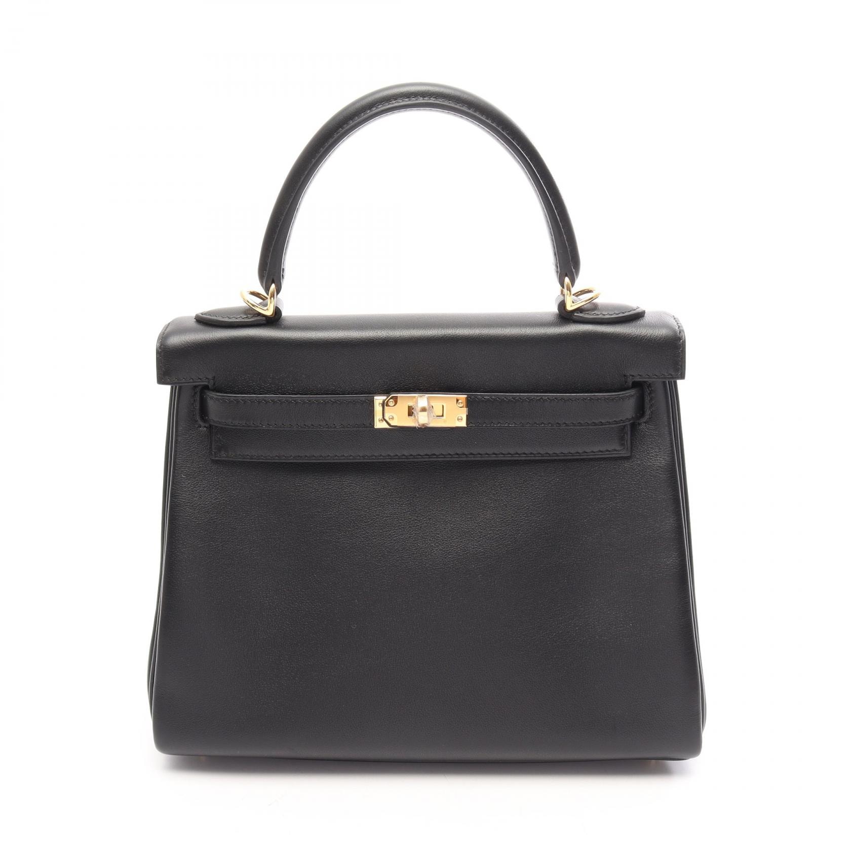 エルメス HERMES ケリー25 内縫い 2WAY ハンドバッグ バッグ レザー カーフ(牛革) ヴォーシェリ ブラック(エルメス) K刻印(2025年製造) レディース ブラック系 【中古】