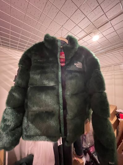 Supreme x The North Face Faux Fur Nuptse Jacket "Green"