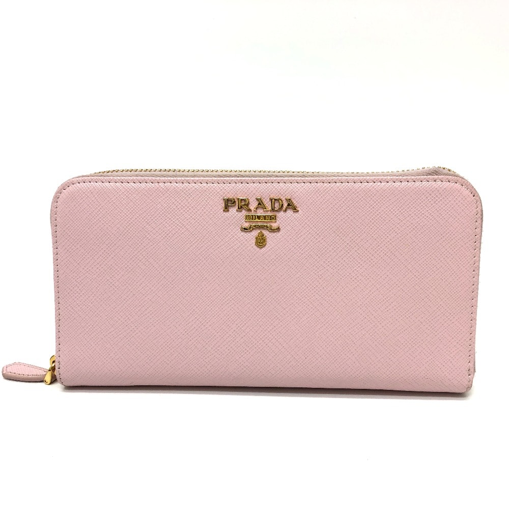 プラダ PRADA ジッピーウォレット 1ML506 ロゴ ラウンドファスナー 長財布 サフィアーノレザ- ピンク
