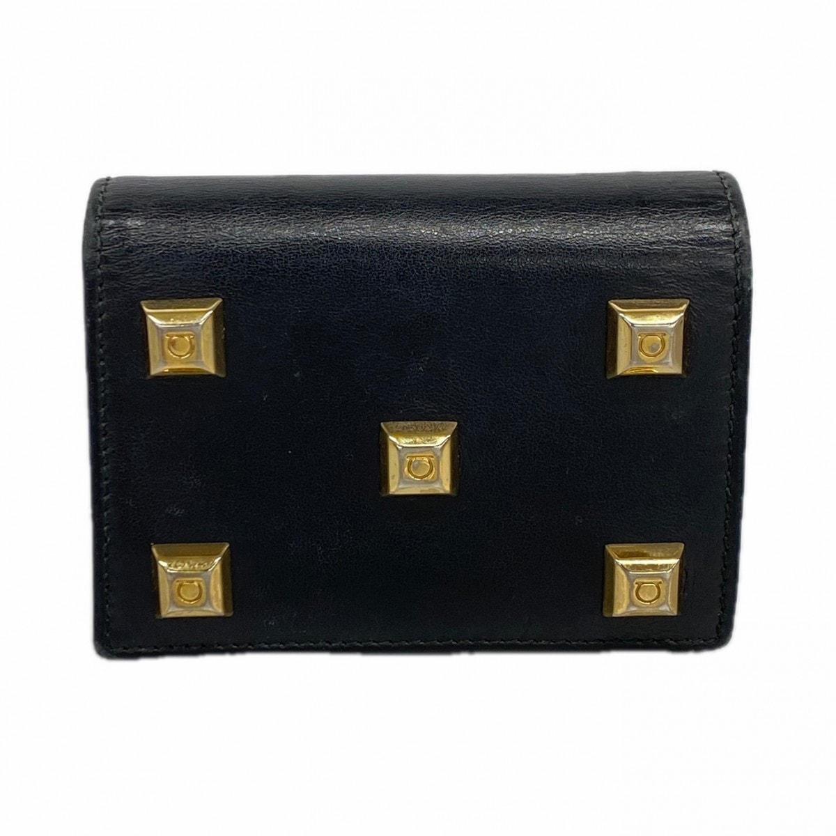 ★SALE【6cd5278】サルヴァトーレフェラガモ 財布 ガンチーニ レザー ブラック シャンパンゴールド金具【中古】レディース