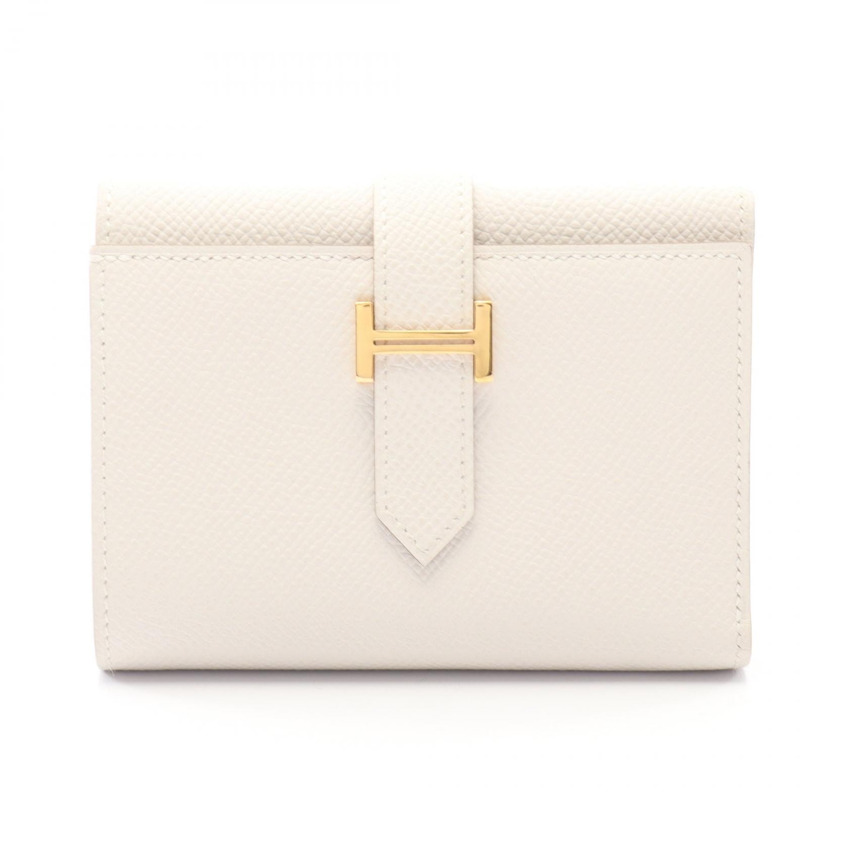 エルメス HERMES ベアンコンビネ 三つ折り財布 財布 レザー ヴォーエプソン クレ W刻印(2024年製造) レディース ホワイト系 【中古】