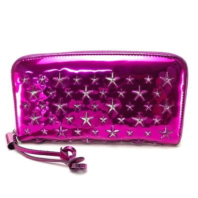 ジミーチュウ JIMMY CHOO 財布 163FILIPA.CIM ラウンドファスナー長財布 フィリパ スタースタッズ 長財布 パテントレザー パープル メタリックパープル