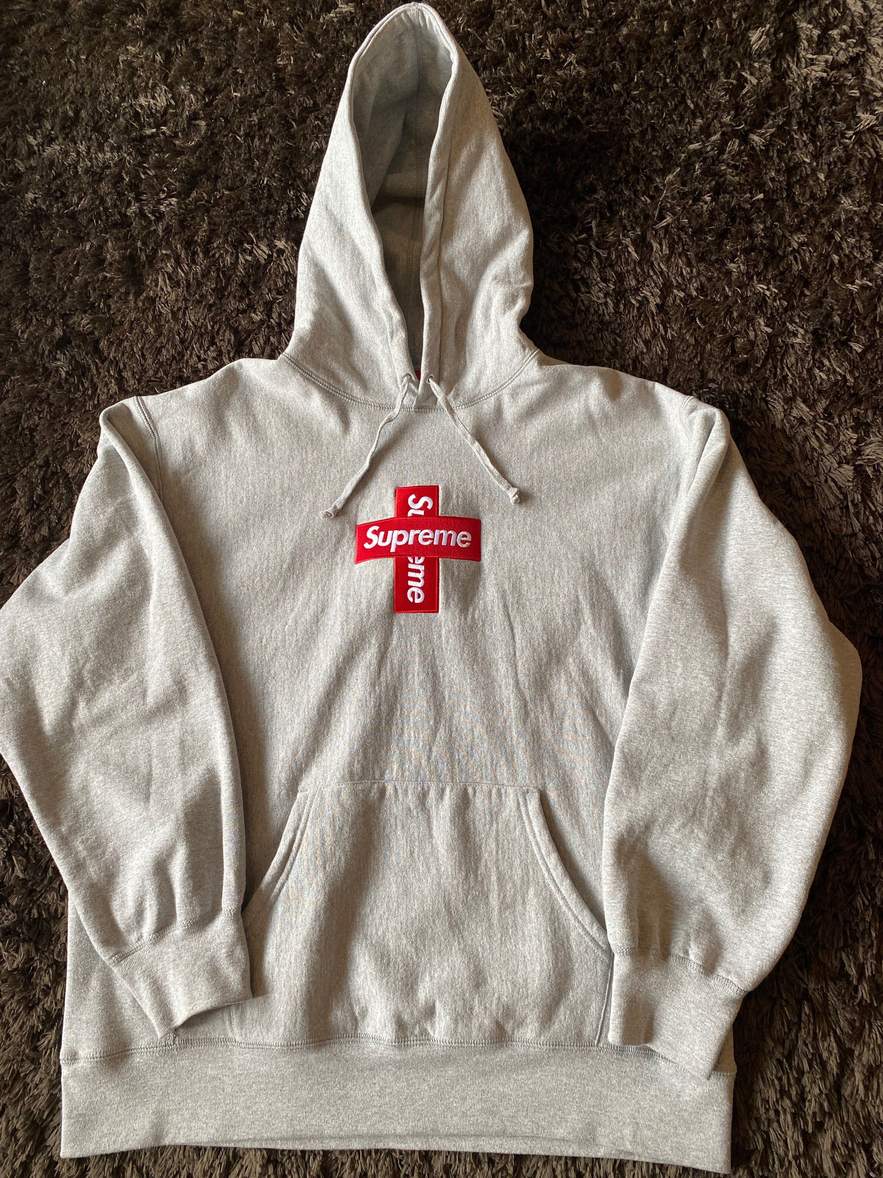 Supreme Cross Box Logo Hooded Sweatshirt "Grey"